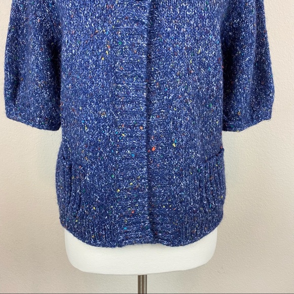 Express Blue Speckled Knit Button Down Sweater - Picture 3 of 11